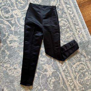 J.Crew High Rise Cigarette Pant in Black Satin